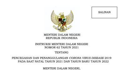 Mendagri Terbitkan Aturan Pencegahan dan Penanggulangan COVID-19 pada Natal dan Tahun Baru