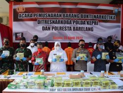 Kapolda Kepri Pimpin Pemusnahan Barang Bukti Narkotika Seberat 53 Kg Jaringan Internasional