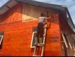 Brimob Sumut Hadir Sampai Tuntas, Huntara Dicat dan Saluran Air Warga Dibenahi